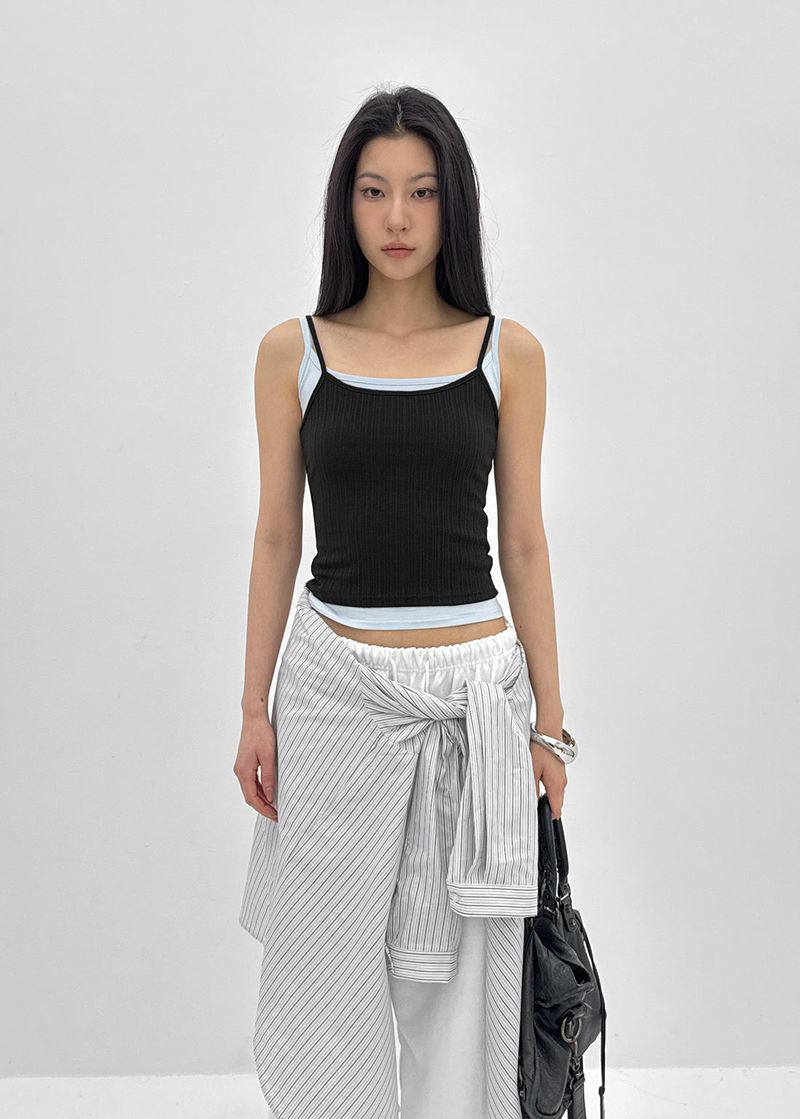 [MADE] Fluffy Layered Ribbed Sleeveless Top (Set Available)