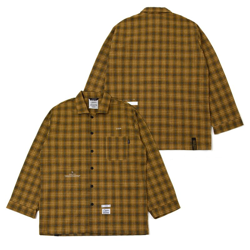 STIGMA(スティグマ)の「CHECK PAJAMA OVERSIZED SHIRTS YELLOW(Tops)」