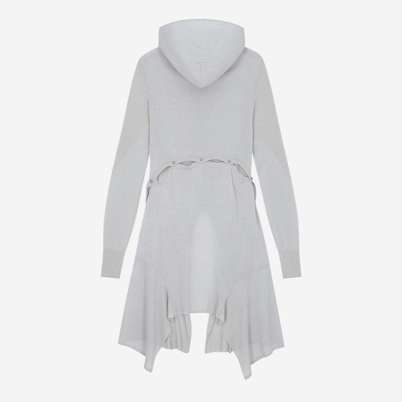 Detach Panel Knit Hoodie / Grey