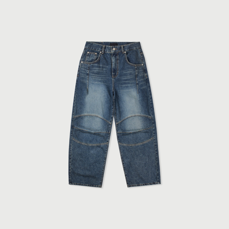 STITCH BIKER CURVED WIDE DENIM