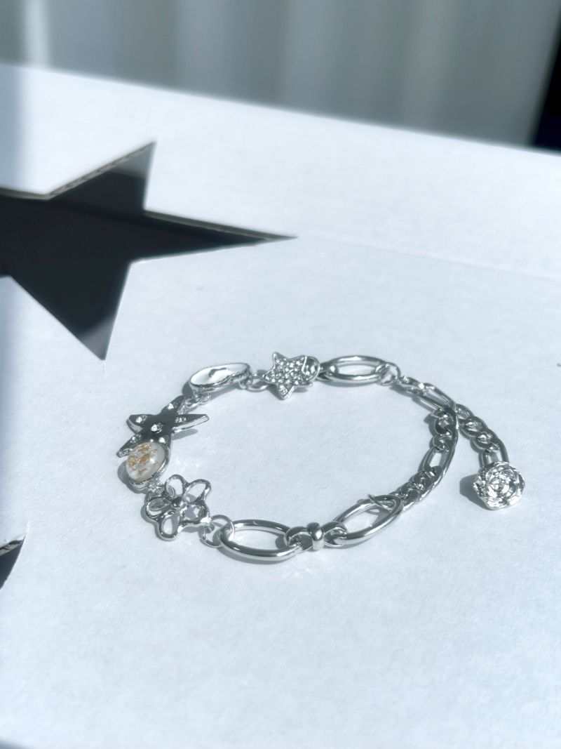 Star Flower Silver Chain Bracelet