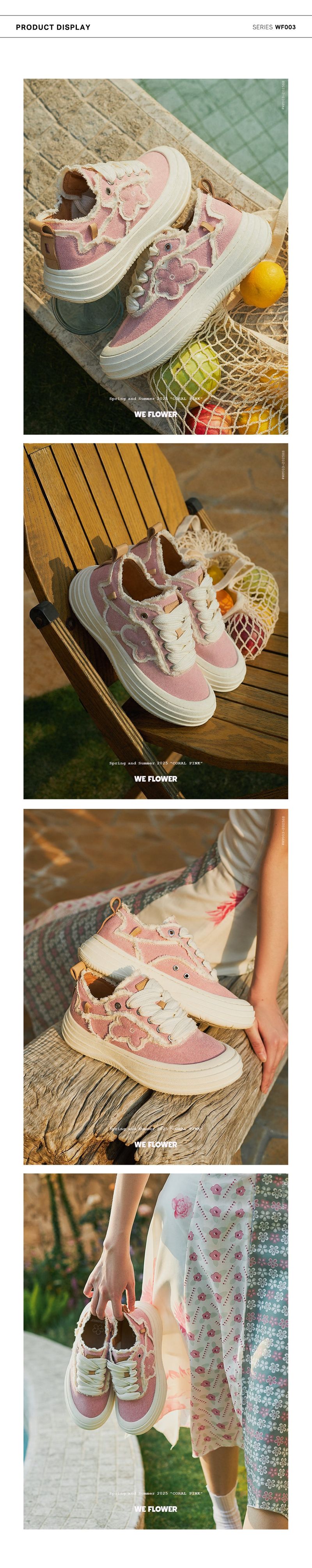 WE FLOWER Fashionable New Tassel Thick-Soled Wave Shoes - Coral Pink