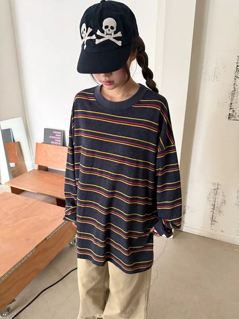 multi stripe boxy T