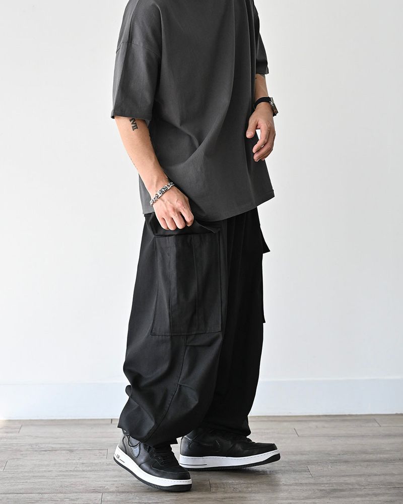 SIO WIDE CARGO PANTS BK