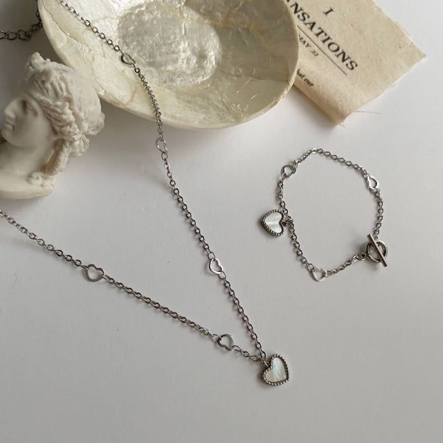 hhr Heart chain mother-of-pearl necklace