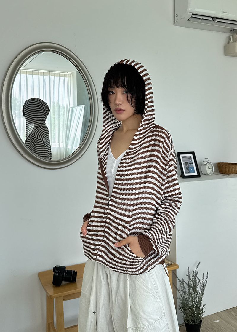 MESH STRIPE ZIP-UP