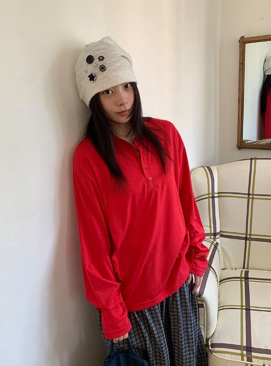 BAON（バオン）の「[unisex] Yansa Henley Neck Long Sleeve Tee（Tops）」