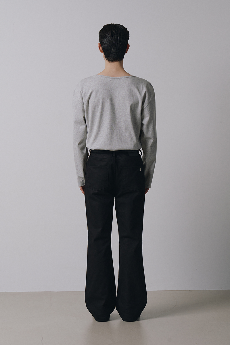 Semi flare cotton pants(Black)