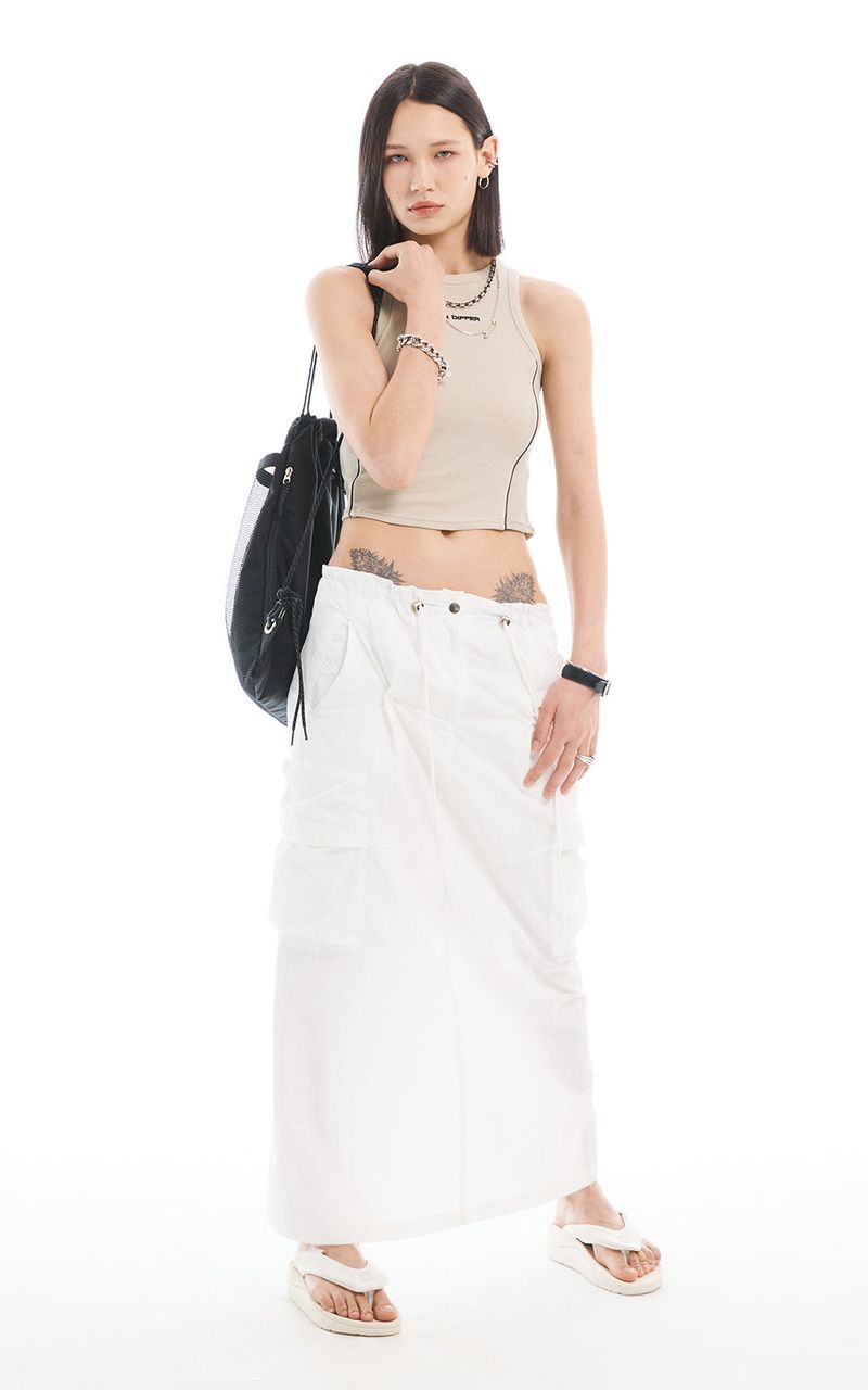 CARGO MAXI SKIRT_WHITE