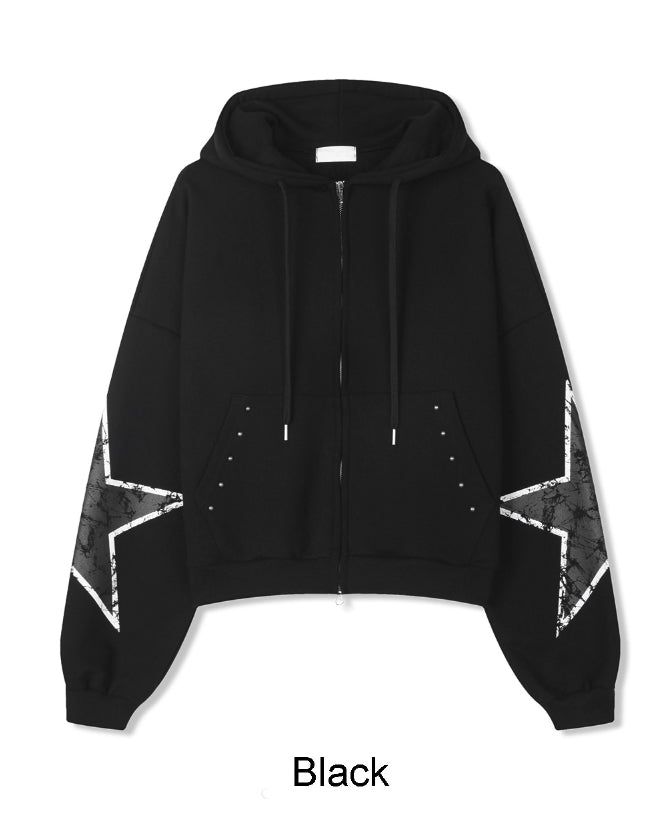 Rubid Crack Star Hood Zip-Up