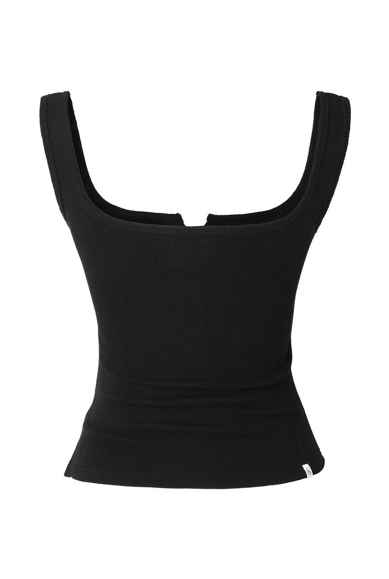 Basic rough tank top - black