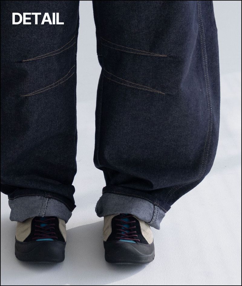 Davit ballon curved raw denim pants