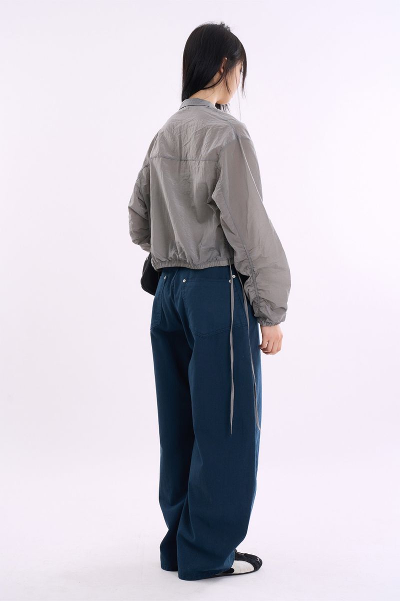 Cool ripstop see-through shirring crop jacket