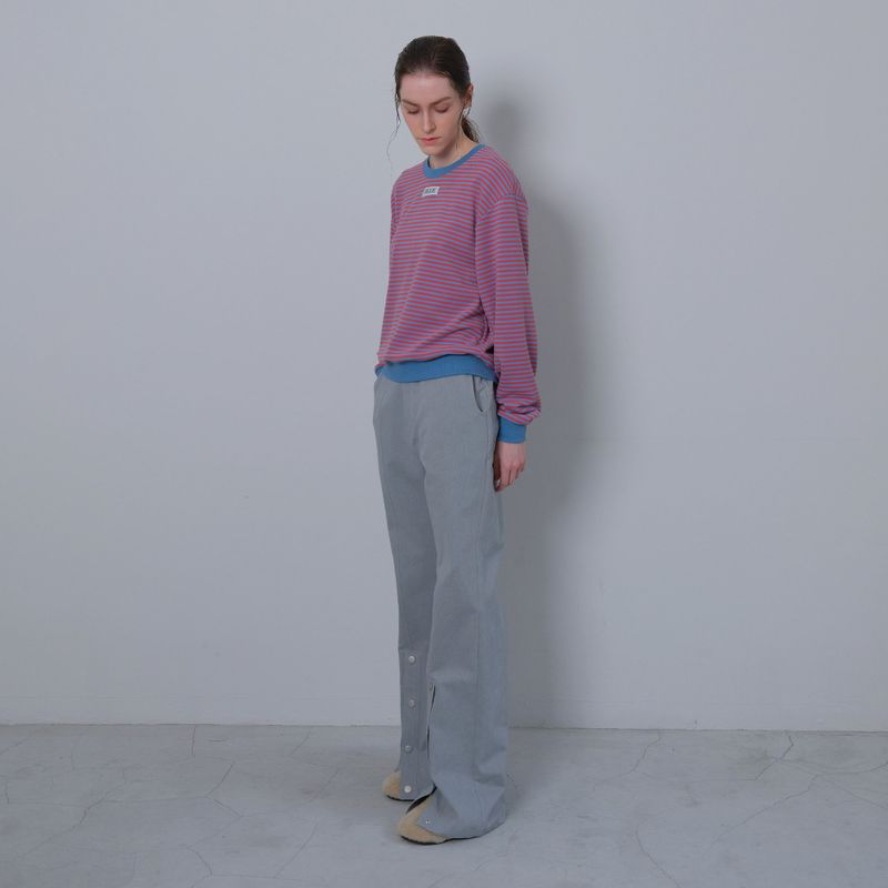Gray Slit Snap Long Pants