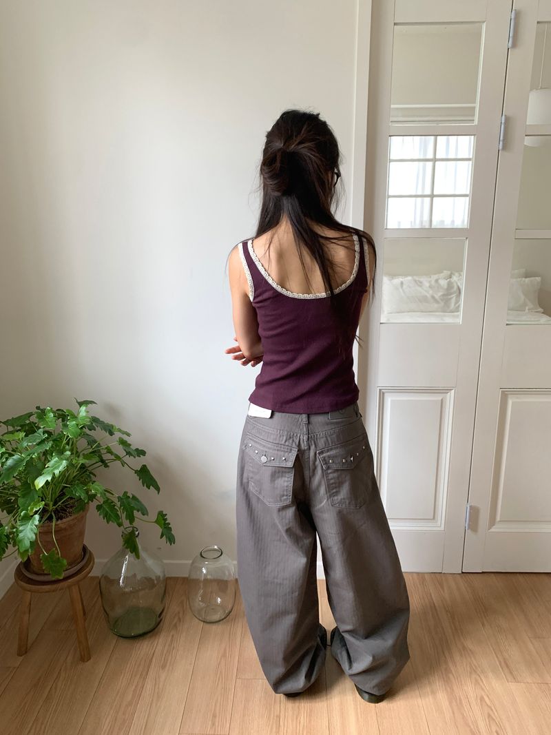 TWILL BACK POCKET STUD PANTS (3C)