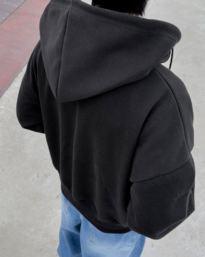 Clean Two-way Crop Hood Zip-up