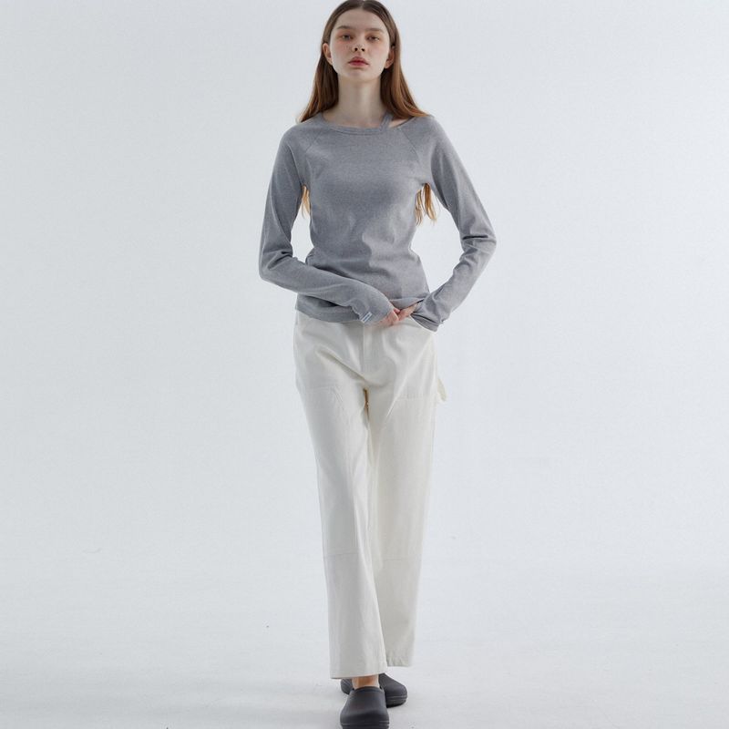 Cut-work T-Shirts Melange Gray