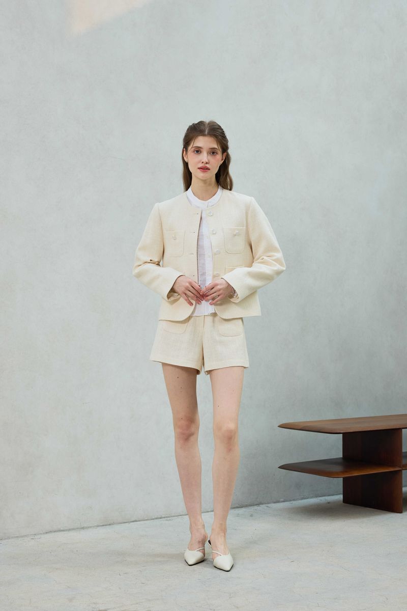CHERISH TWEED SHORTS PANTS / WHITE