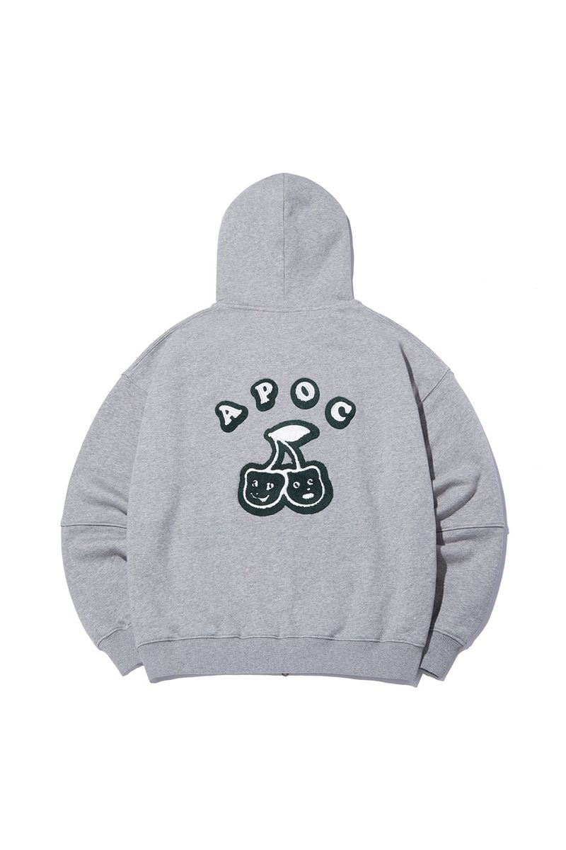 Cherry Bear Hood Zipup_Grey