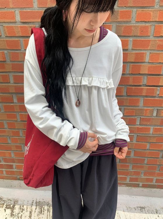 26FW★ [BAONHAUS] Koiren Frill Long Sleeve Tee