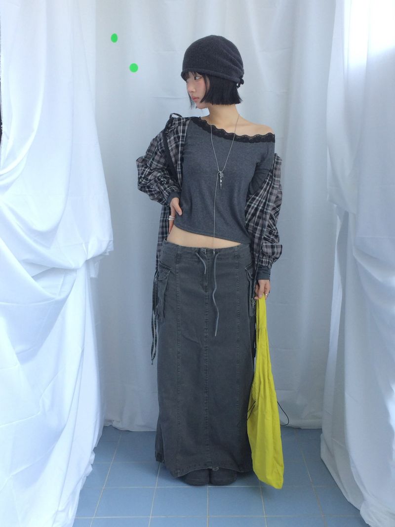 Feminine Flat Neck Long T-Shirt
