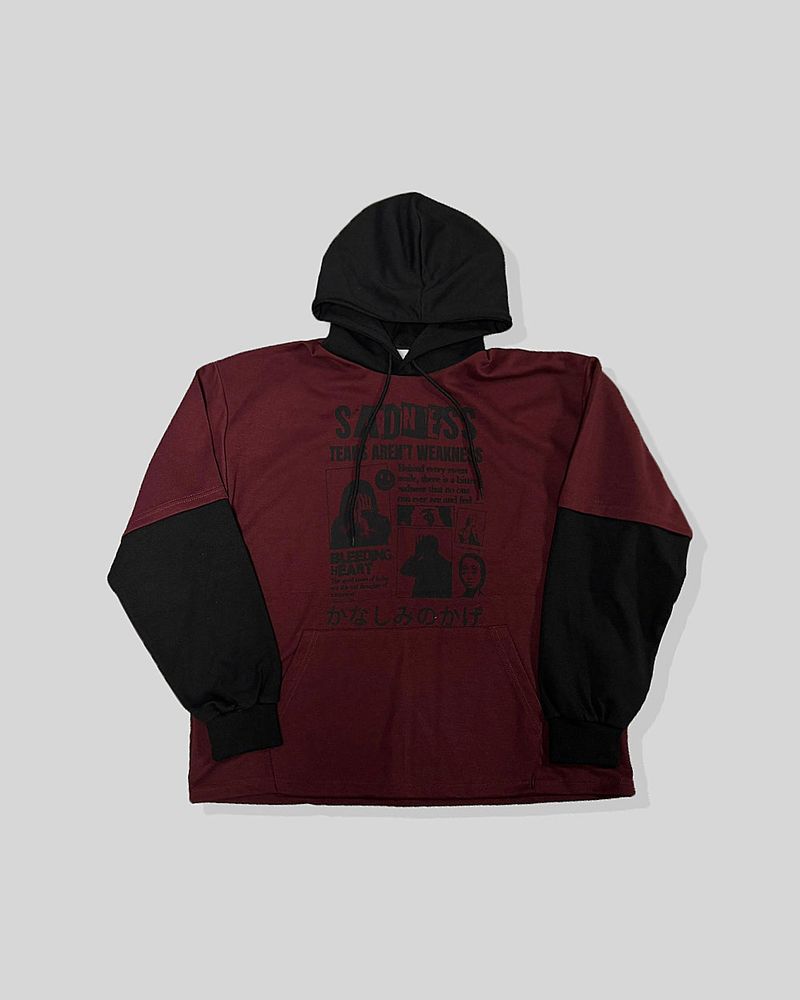 Sad Layered Oversized Hoodie