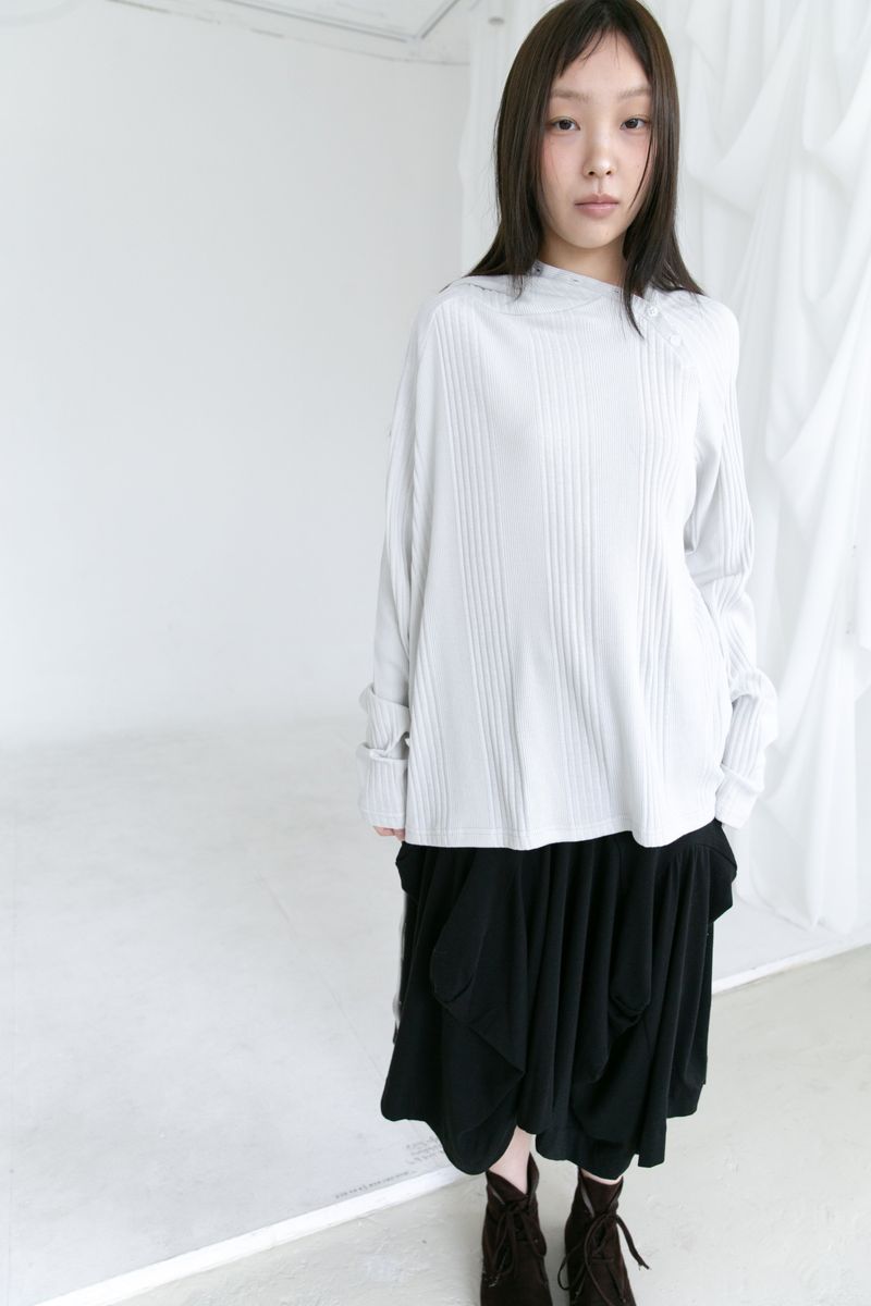 oblique button hood top(3colors)