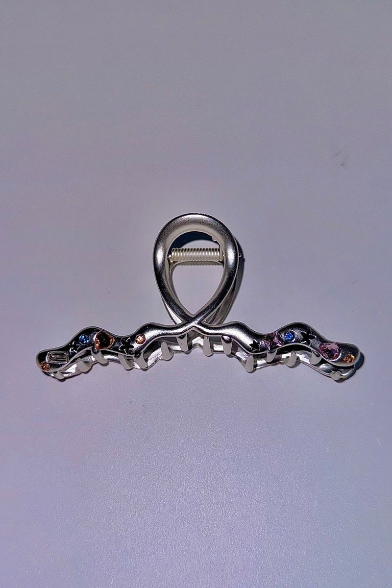 Silver cubic wave hairpin