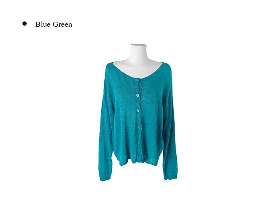 Buki Reversible See-Through Button Knit Cardigan