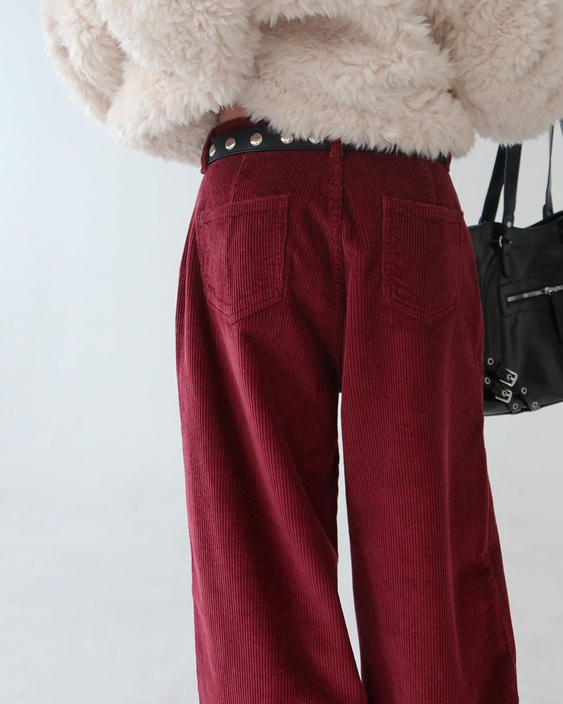 Corduroy long wide pants