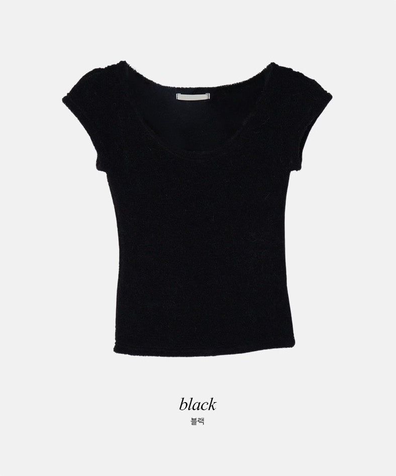 Terry U-neck Cap Short Sleeve Knit (2color)