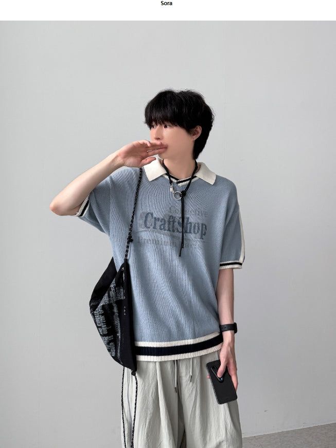 YOURNUS(ユアナス)の「Blif Collar Half Sleeve Knit(Tops)」