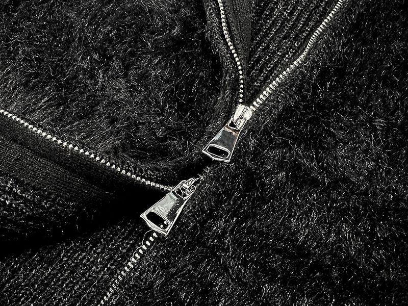 Shaggy Angora Knit Zip-Up