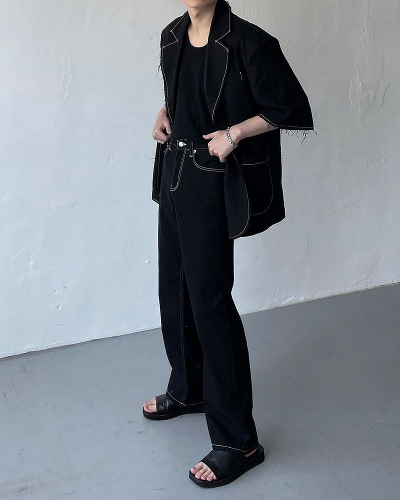 90's Linen Decki Stitch Oversized Jacket (2 colors)