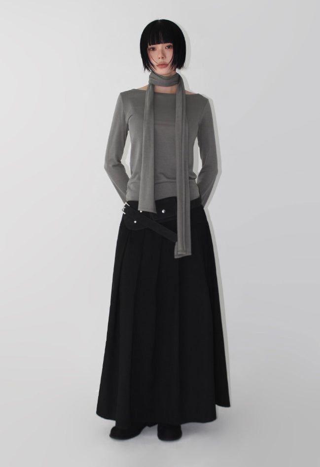 FLUID PLEATS LONG SKIRT