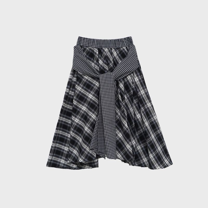 Check Tie Skirt (black)
