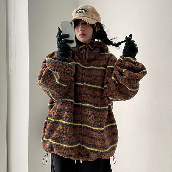 Kibbard Oversized Boxy Wool Hooded Zip-Up