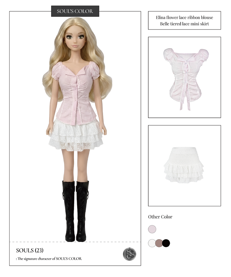Elina flower lace ribbon blouse