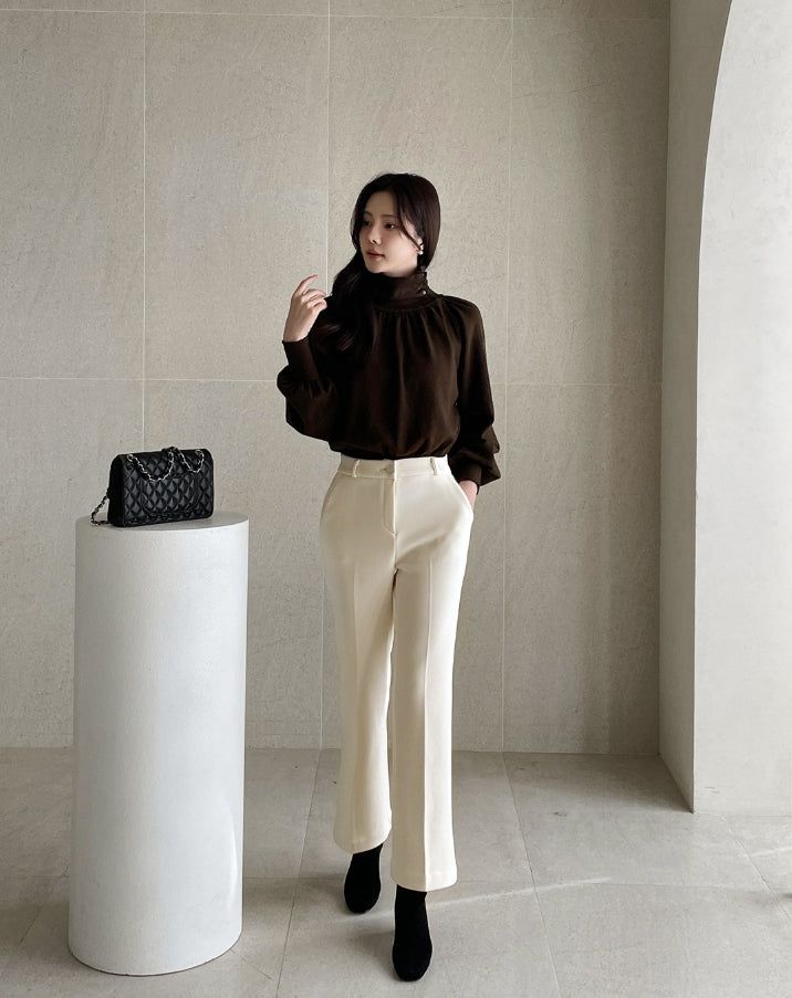 Colb Puff Shirring Button Polar Knit