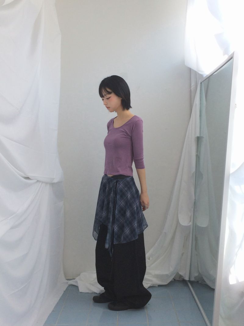 Misty Checkered Layered Skirt