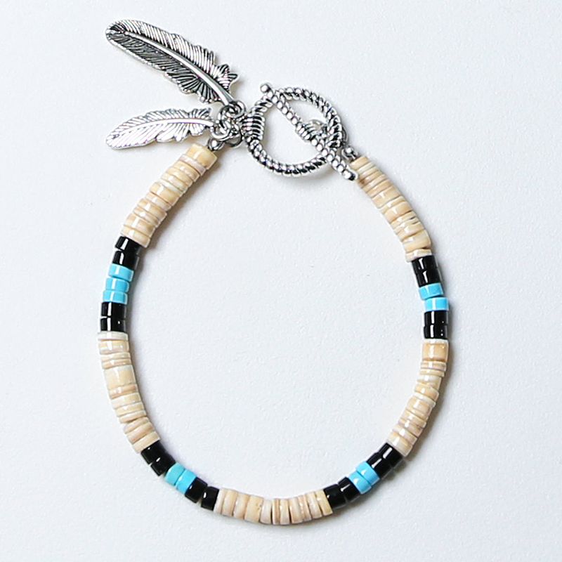NA shell & turquoise beads bracelet
