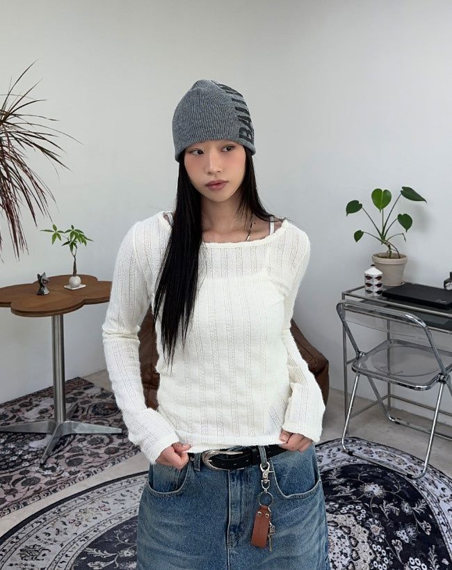 SATIIIZ（サティーズ）の「Ranuel Hairy Knit Long Sleeve（Tops）」