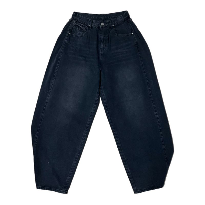 Rough Muse Tassel Ball Stud Wide Long Denim Pants