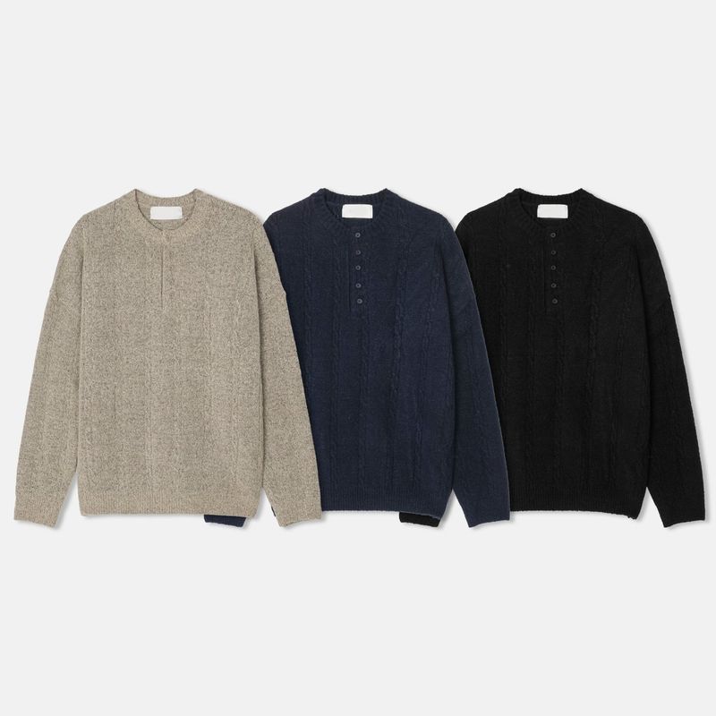 Fringe Henley Neck Knit Sweater (3 Colors)