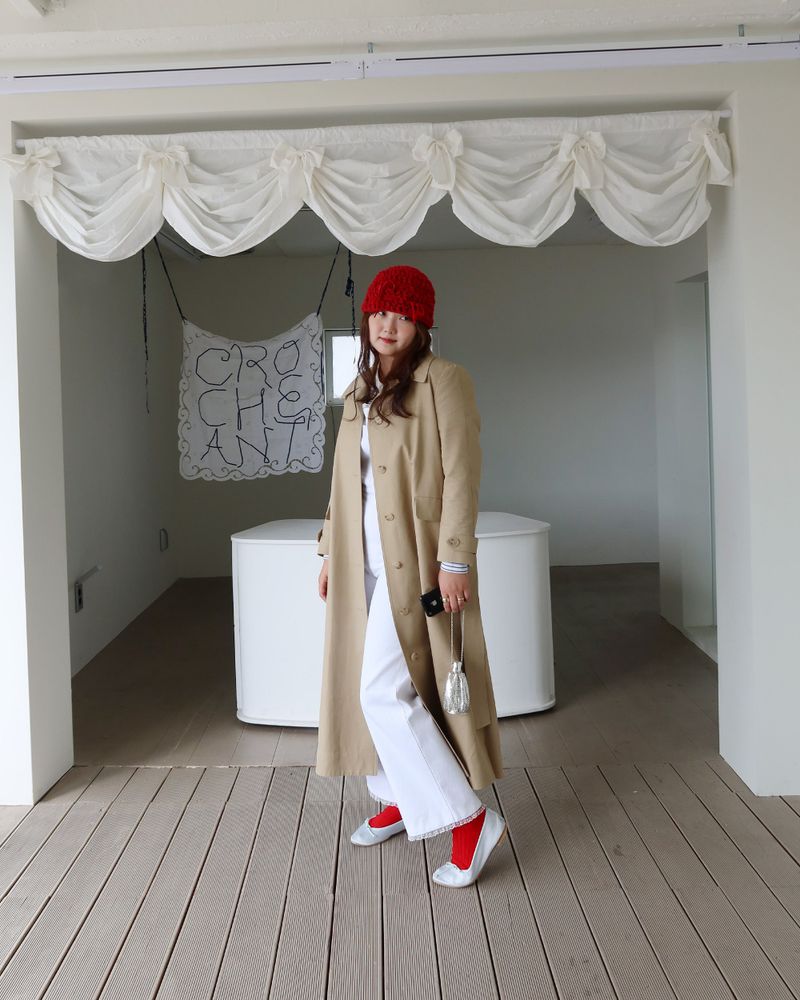 Shirring trench coat camel