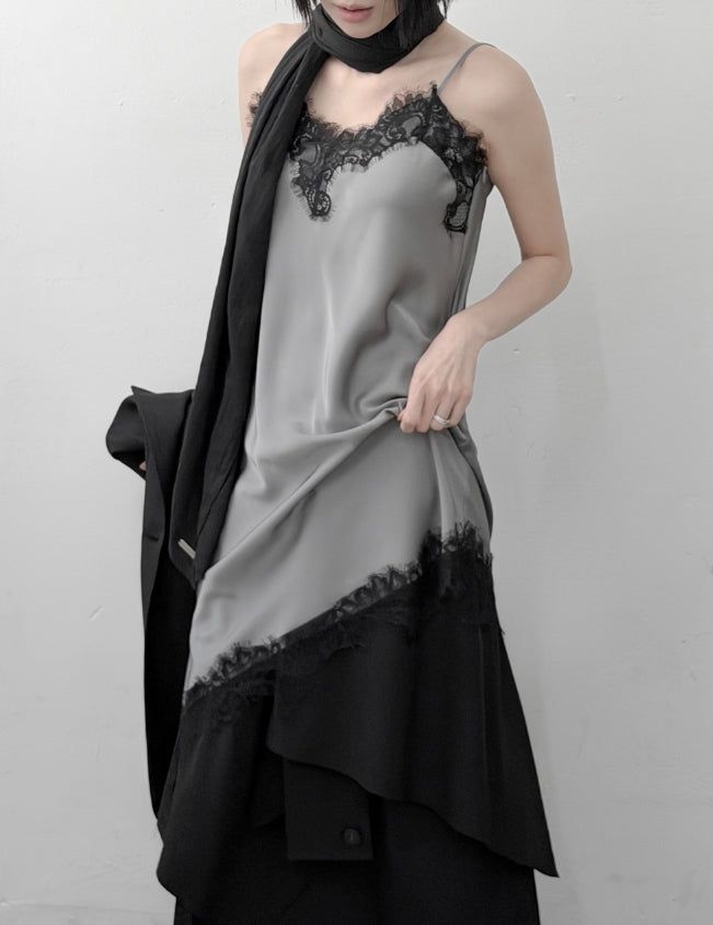 Silver Lace Slip One Piece