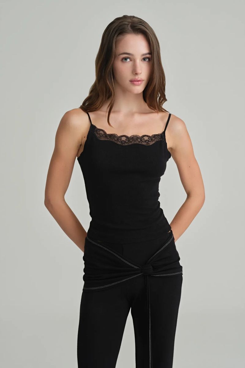 Swan lace sleeveless, Black