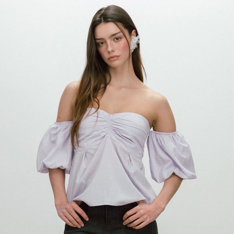 PUFF SHIRRING BLOUSE / PURPLE