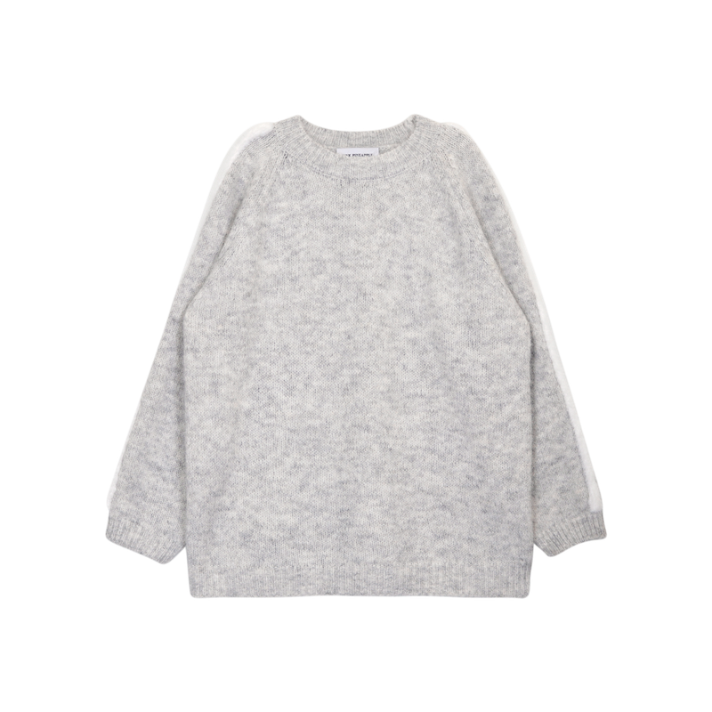 SNOWY TRIM ROUND KNIT