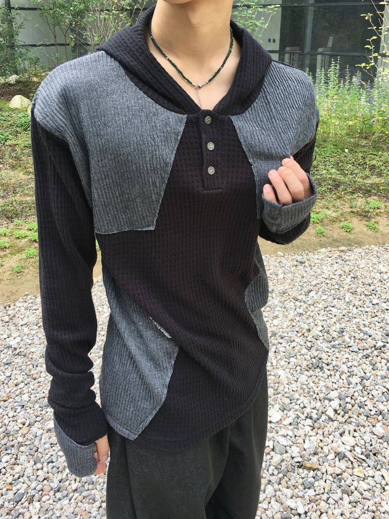 Big Star Warmer Henley Neck Hooded Knit 4C